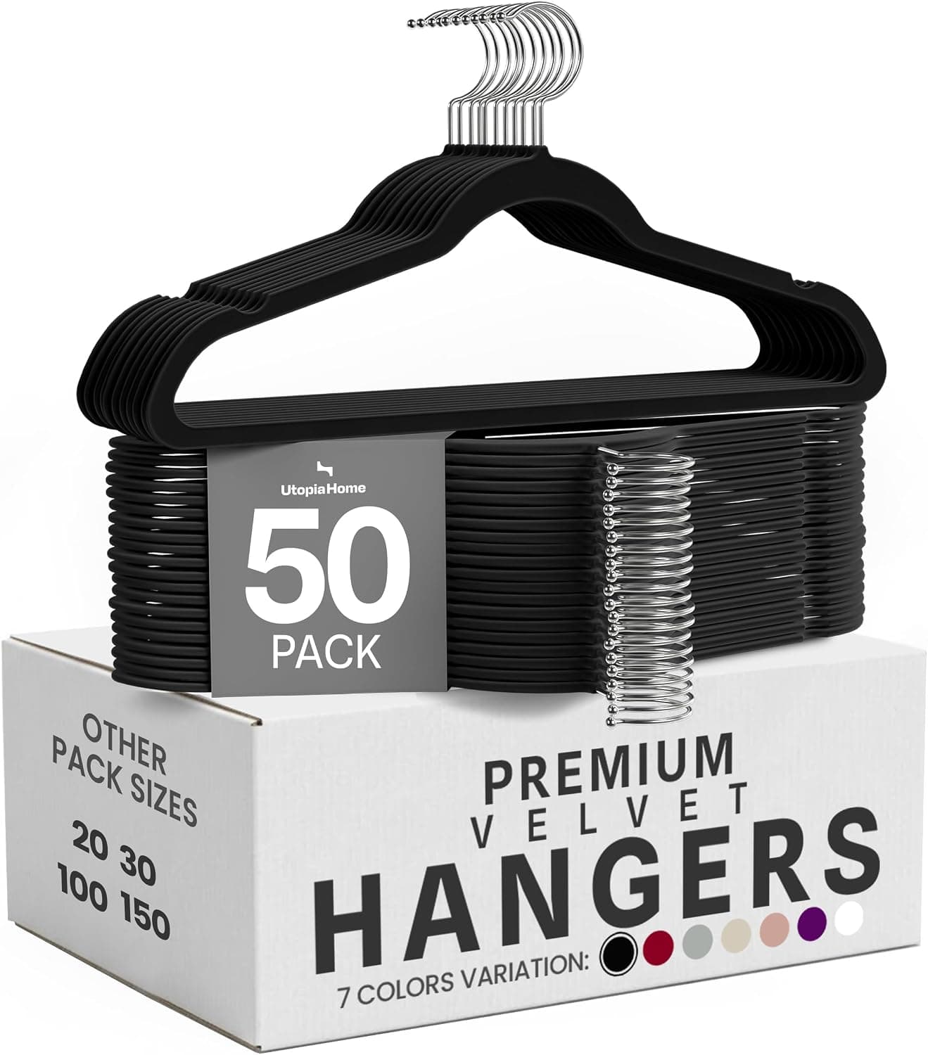 Utopia Home Velvet Hangers, 50-pack
