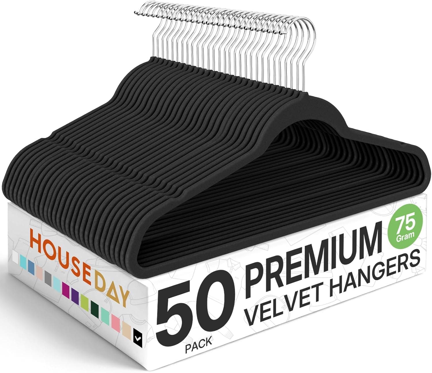 HOUSE DAY Premium Velvet Hangers, 50-pack
