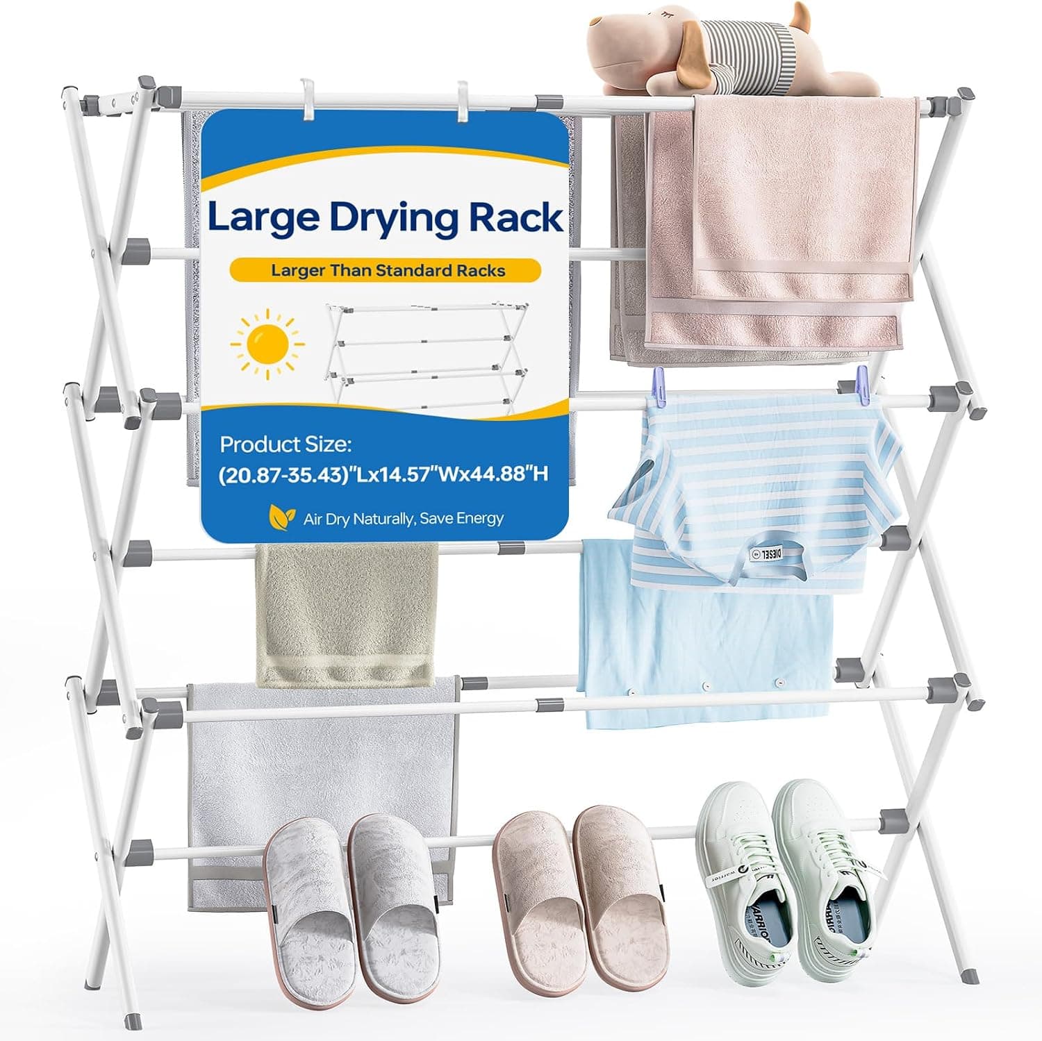 APEXCHASER Extra Large Drying Rack, 14.57 x 44.88 in