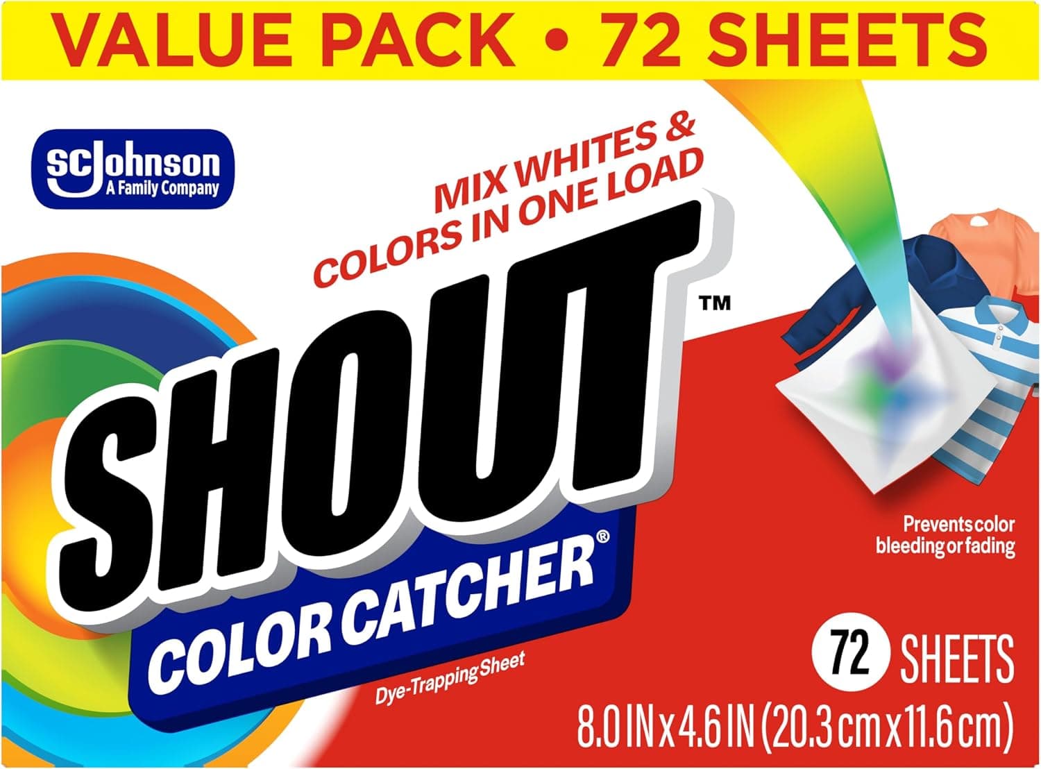 Shout Color Catcher Dye-Trapping Sheets, 72 count